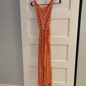 Liz Lange Materity Orange and Black Chevron Maxi Dress